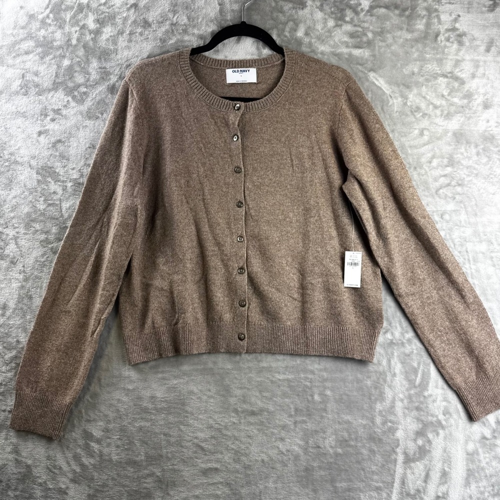 Old Navy Cardigan Women Large Brown SoSoft Button Front Crew Neck (1869)